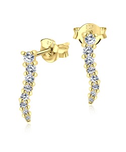 Gold Plated CZ Silver Earrings STS-2707-GP